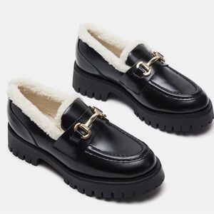 Steve Madden Lando Fur black leather shoes